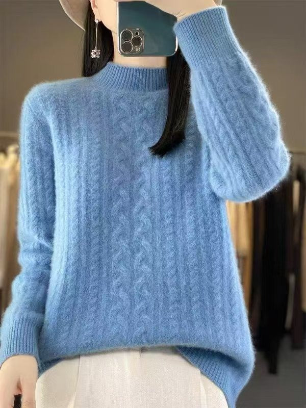 Lhea - Wollpullover mit hohem Kragen und weitem Strickoberteil