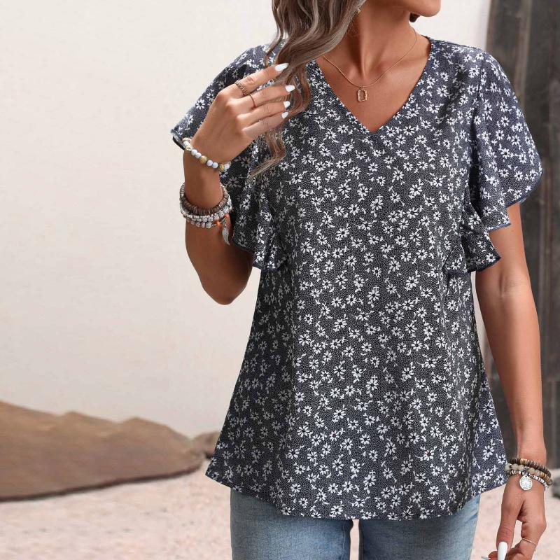 Cleo - Lose Bluse mit Blumenmuster im Vintage-Stil