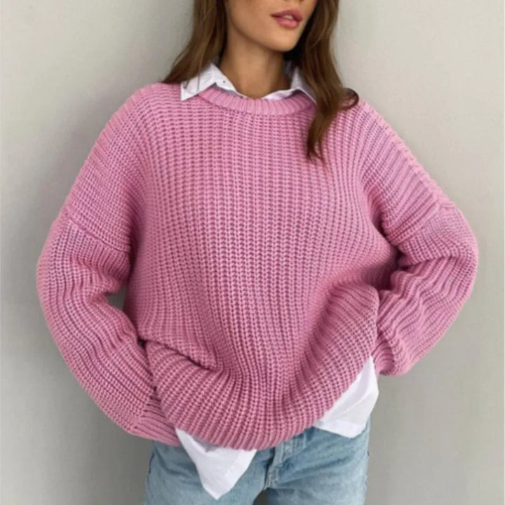 Trixie - Lässiger Strickpullover mit O-Ausschnitt und langen Ärmeln