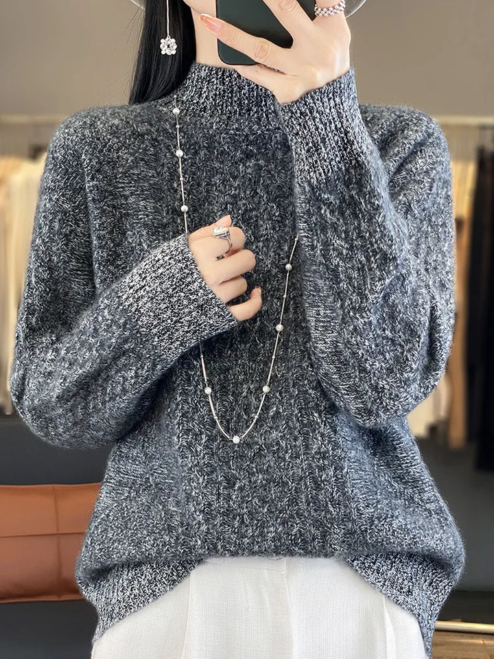 Lhea - Wollpullover mit hohem Kragen und weitem Strickoberteil