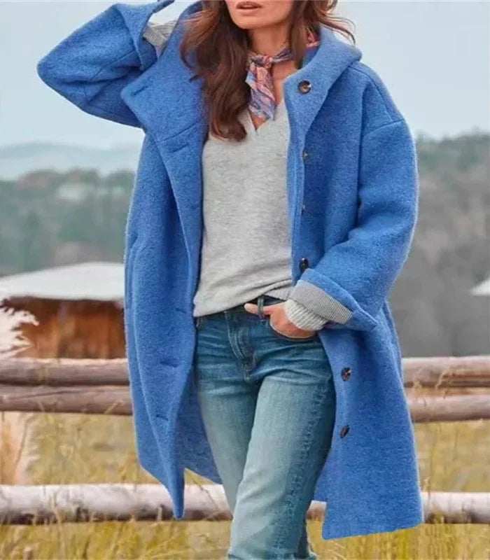 Melody - lange Winterjacke aus Wolle mit Kapuze