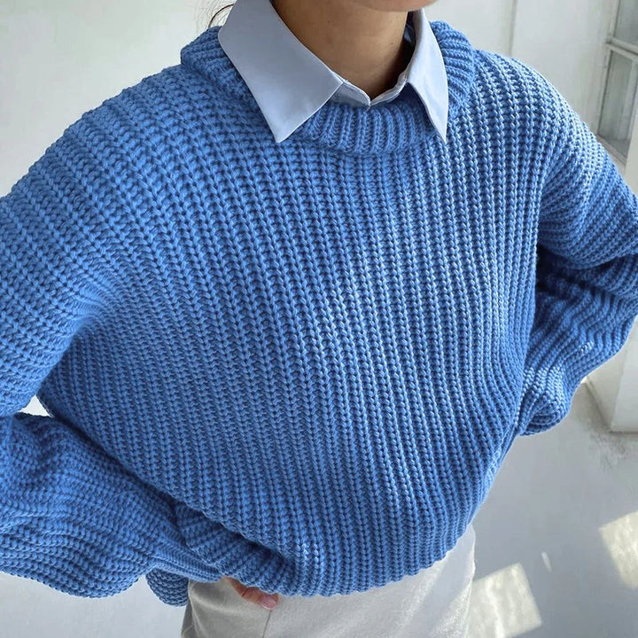 Trixie - Lässiger Strickpullover mit O-Ausschnitt und langen Ärmeln